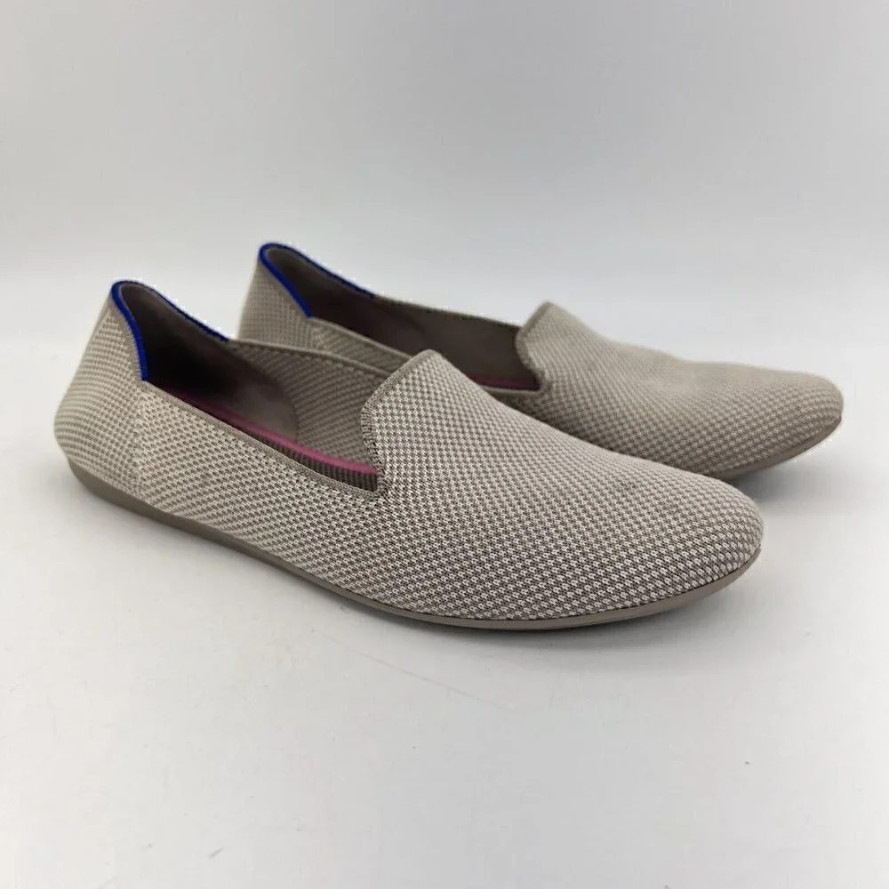 Rothy’s The Loafer Women Size 8 W Knit Flat Slip On Shoes Beige